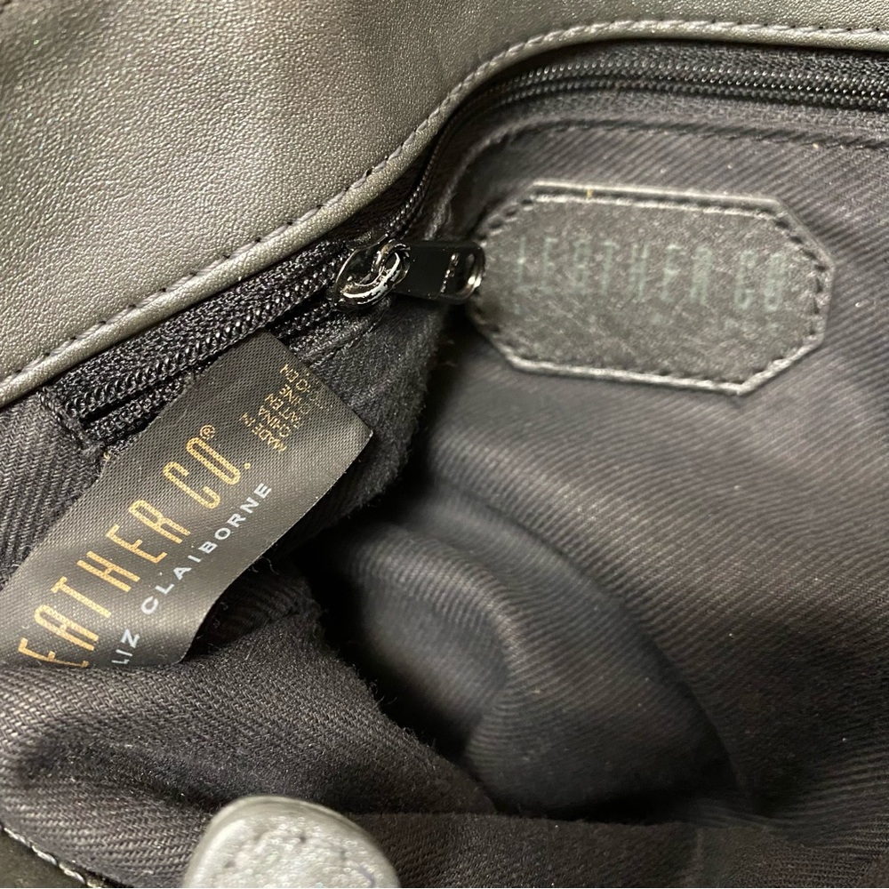 Liz Claiborne Genuine Grey Leather Bag with Handles & Detachable Shoulder Strap - Picture 9 of 13